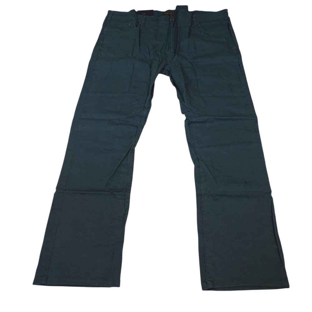 Jachs New York Men Stretch Straight Fit Twill Flat Front Pants Dark Teal 44 x 32